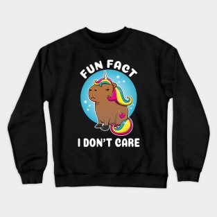Fun fact I don't care Cartoon Capybara Unicorn Crewneck Sweatshirt